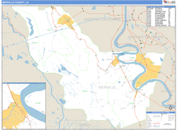 Iberville County, LA Zip Code Wall Map