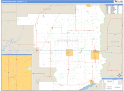 Jefferson Davis County, LA Zip Code Wall Map