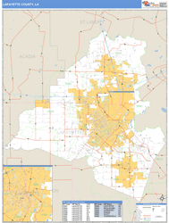 Lafayette County, LA Zip Code Wall Map