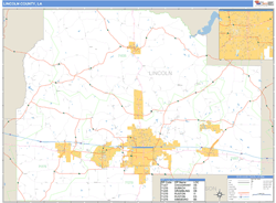 Lincoln County, LA Zip Code Wall Map