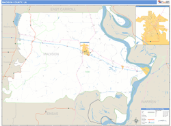 Madison County, LA Zip Code Wall Map