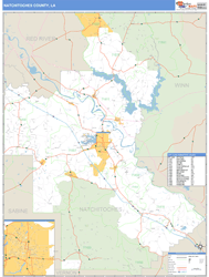 Natchitoches County, LA Zip Code Wall Map