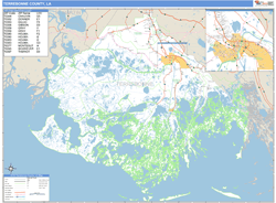 Terrebonne County, LA Zip Code Wall Map