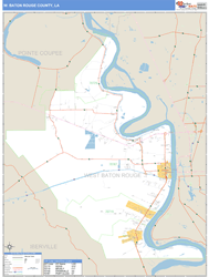 W. Baton Rouge County, LA Zip Code Wall Map