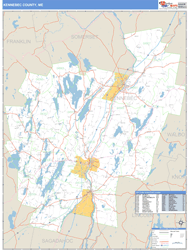 Kennebec County, ME Zip Code Wall Map