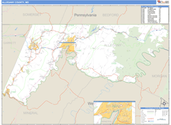 Allegany County, MD Zip Code Wall Map