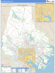 Baltimore County, MD Zip Code Wall Map