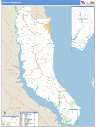 Calvert County, MD Zip Code Wall Map