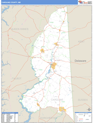 Caroline County, MD Zip Code Wall Map