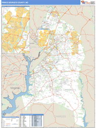 Prince George's County, MD Zip Code Wall Map