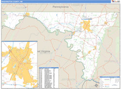 Washington County, MD Zip Code Wall Map