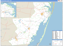 Worcester County, MD Zip Code Wall Map
