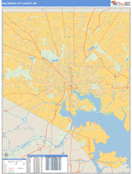 Baltimore City County, MD Zip Code Wall Map