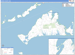 Dukes County, MA Zip Code Wall Map