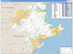 Essex County, MA Zip Code Wall Map