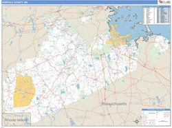 Norfolk County, MA Zip Code Wall Map