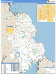 Plymouth County, MA Zip Code Wall Map