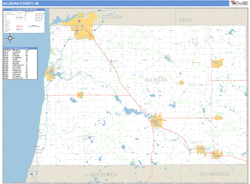 Allegan County, MI Zip Code Wall Map