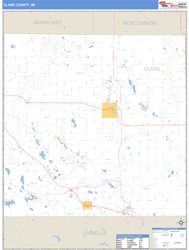 Clare County, MI Zip Code Wall Map