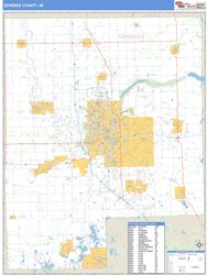 Genesee County, MI Zip Code Wall Map
