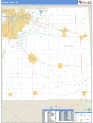 Ingham County, MI Zip Code Wall Map