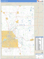 Kent County, MI Zip Code Wall Map