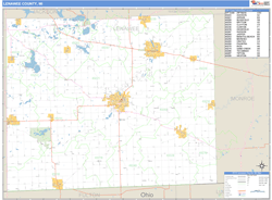 Lenawee County, MI Zip Code Wall Map