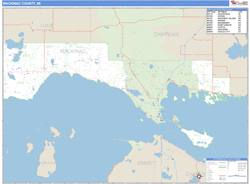 Mackinac County, MI Zip Code Wall Map