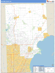 Macomb County, MI Zip Code Wall Map