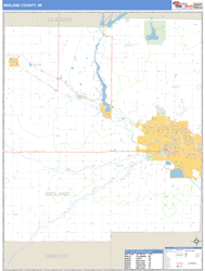 Midland County, MI Zip Code Wall Map