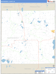 Montmorency County, MI Zip Code Wall Map