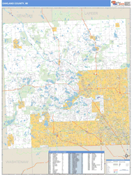 Oakland County, MI Zip Code Wall Map