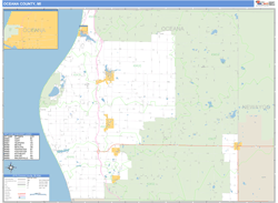 Oceana County, MI Zip Code Wall Map