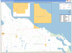 Presque Isle County, MI Zip Code Wall Map