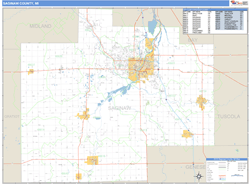 Saginaw County, MI Zip Code Wall Map