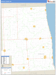 Sanilac County, MI Zip Code Wall Map