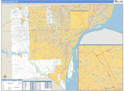 Wayne County, MI Zip Code Wall Map