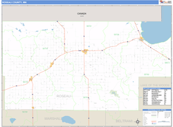 Roseau County, MN Zip Code Wall Map