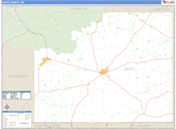 Amite County, MS Zip Code Wall Map