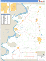 Bolivar County, MS Zip Code Wall Map