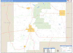 Chickasaw County, MS Zip Code Wall Map