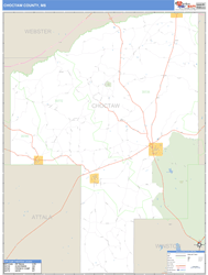 Choctaw County, MS Zip Code Wall Map