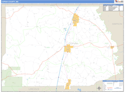 Copiah County, MS Zip Code Wall Map