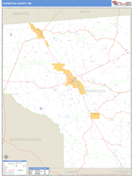 Covington County, MS Zip Code Wall Map