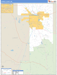 Forrest County, MS Zip Code Wall Map