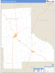 Jefferson Davis County, MS Zip Code Wall Map