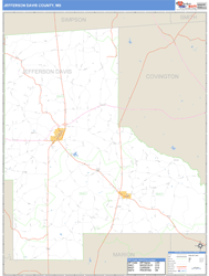 Jefferson Davis County, MS Wall Map