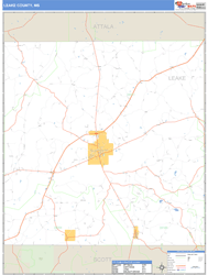 Leake County, MS Zip Code Wall Map