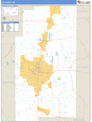 Lee County, MS Zip Code Wall Map