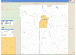 Lincoln County, MS Zip Code Wall Map